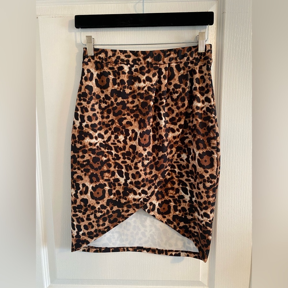 Leopard Print Wrap Mini Skirt